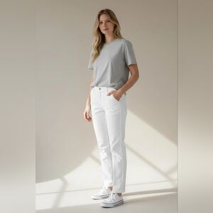 Talbots White Straight-Leg Chino Curvy Pants Size 14P